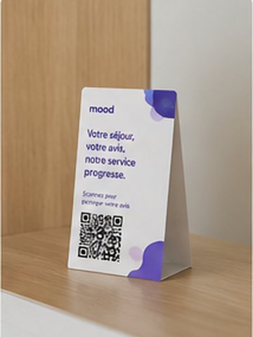 Format mini chevalet Mood, posé sur un comptoir